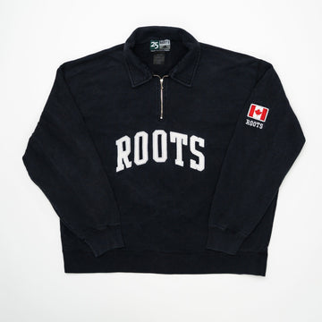 Vintage Navy Roots Canada 1/4 Zip Sweater (XL) | Rebalance Vintage.