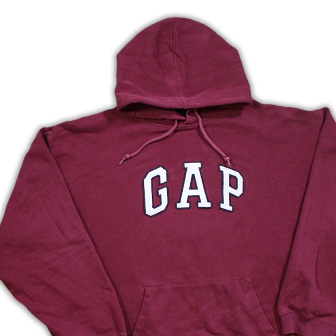 Vintage Maroon GAP Spell Out Hoodie | Rebalance Vintage.