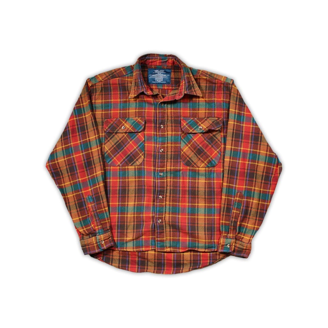 Vintage Red, Orange + Blue Plaid Flannel | Rebalance Vintage.