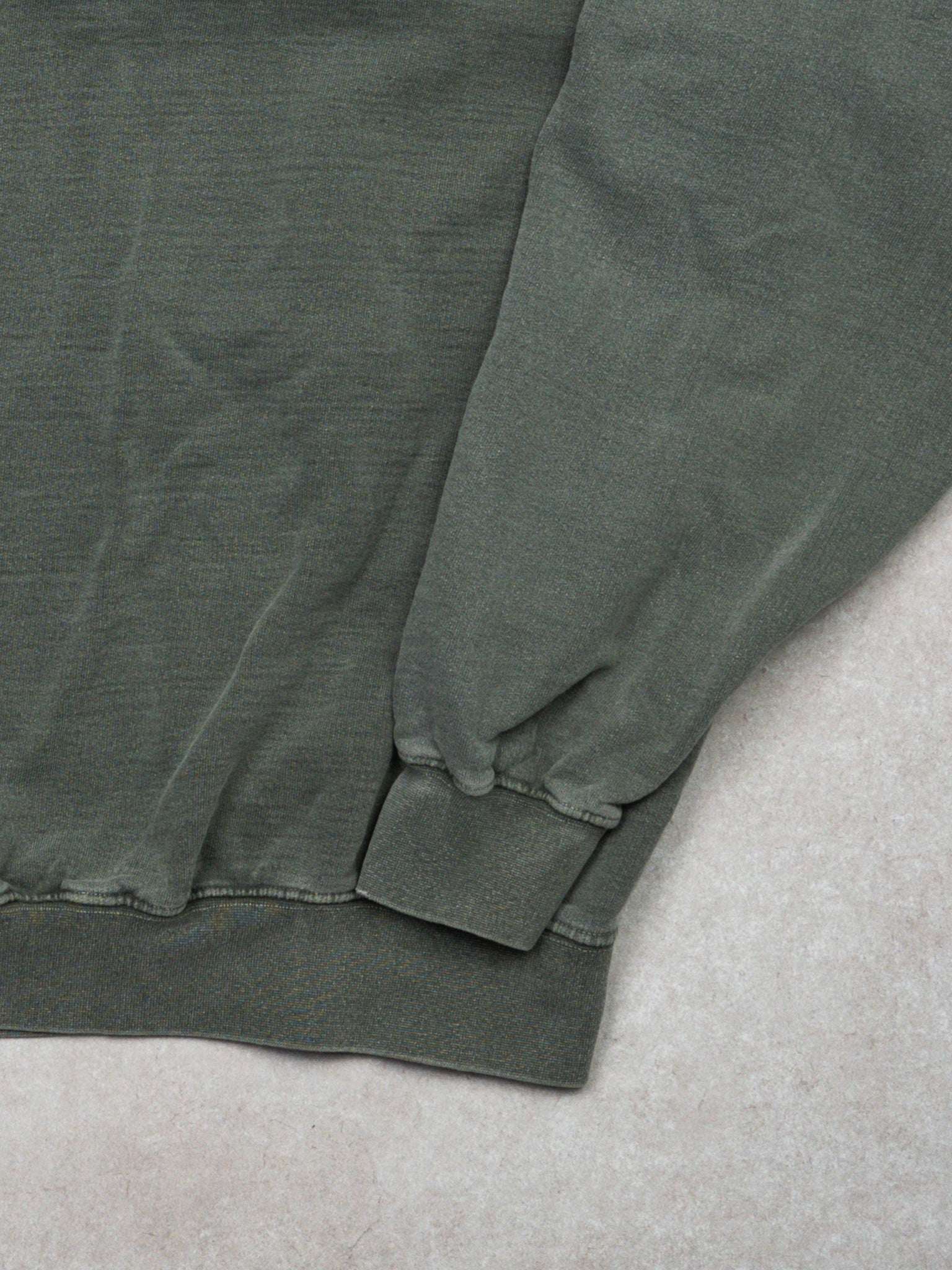 Vintage Washed Green Laid Law Tank Division 1/4 Zip Sweater (L)