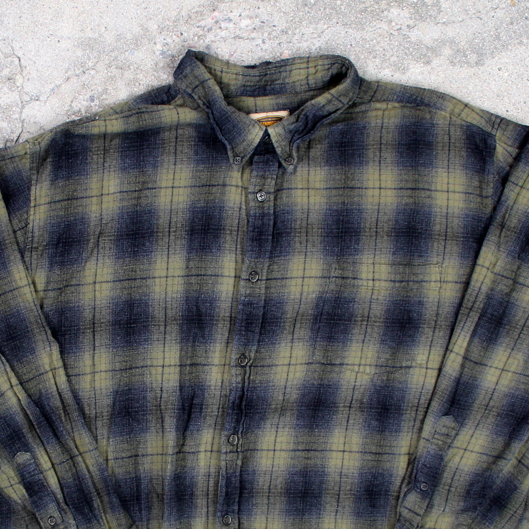 Vintage Moss Green + Blue Plaid Button up (2XL) | Rebalance Vintage.