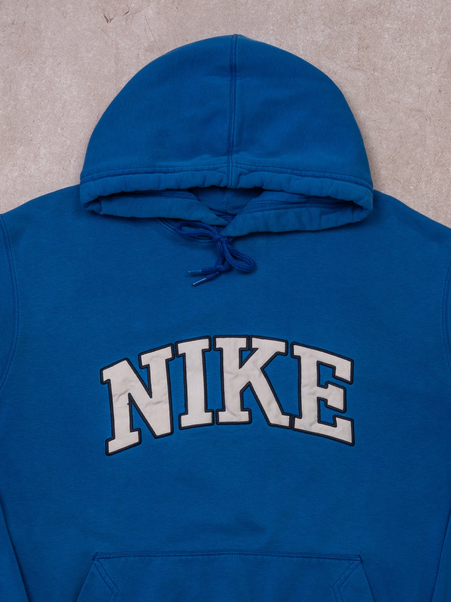 Vintage Blue Nike Block Letter Spell Out Hoodie (XL)