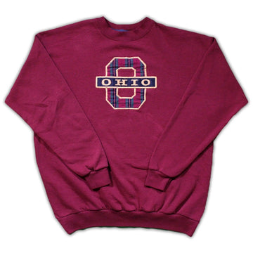 Vintage Maroon Ohio Plaid Crest Crewneck | Rebalance Vintage.
