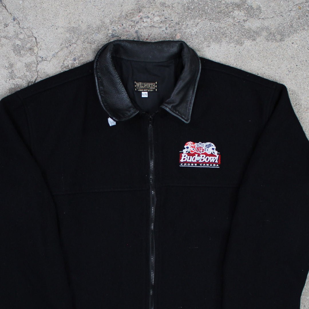 Vintage ‘01 NFL Bud Bowl XXXV Leather Collared Wool Jacket (XL) | Rebalance Vintage.