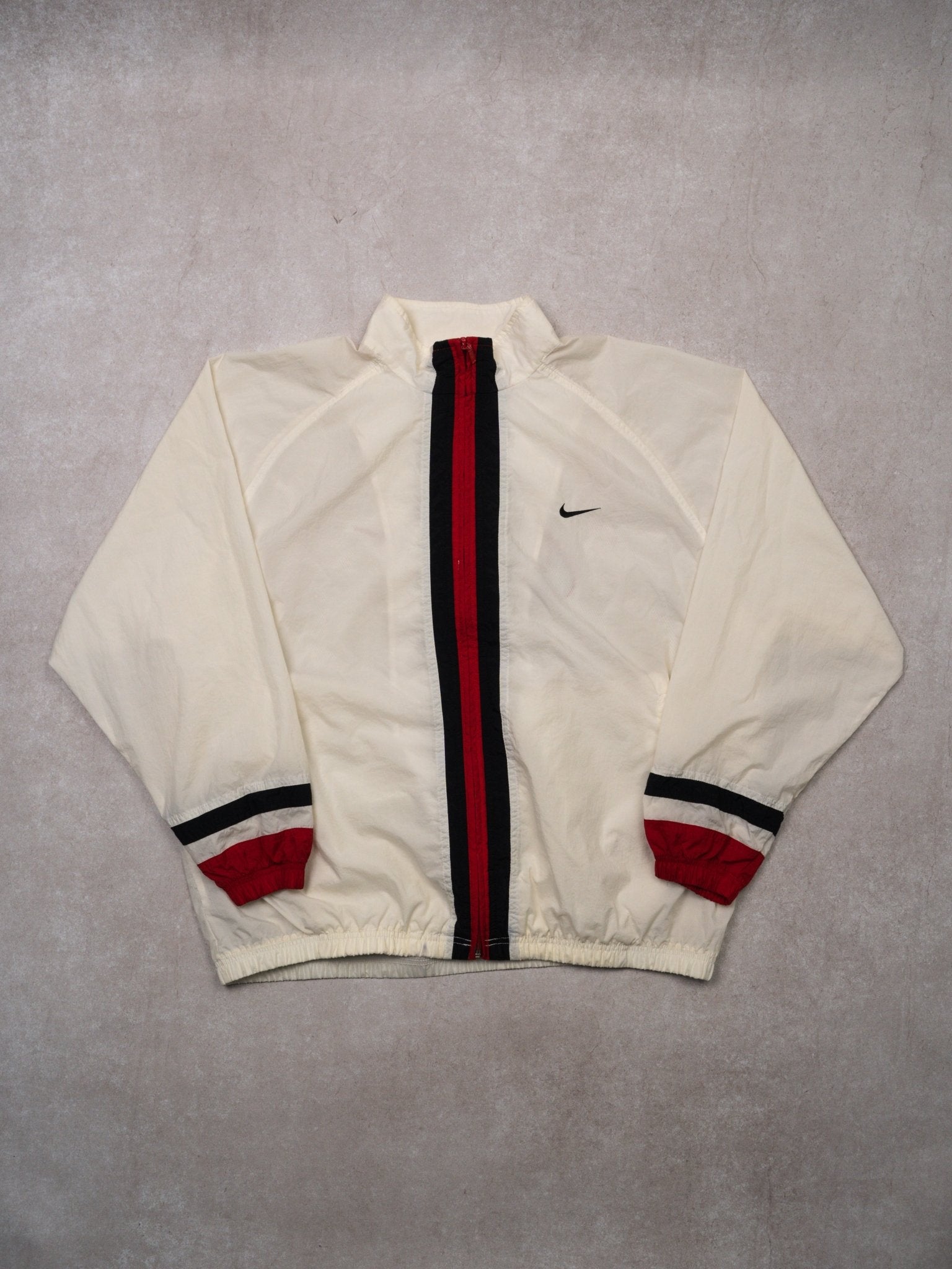 Vintage 90s White + Red + Black Nike Windbreaker (L)