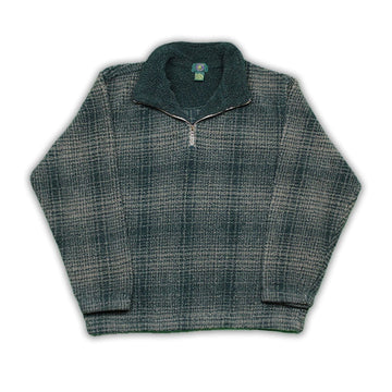 Vintage Green Cozy Teddy Bear Plaid ¼ Zip | Rebalance Vintage.