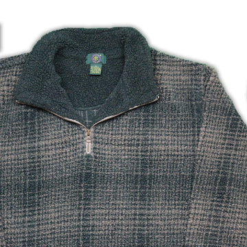 Vintage Green Cozy Teddy Bear Plaid ¼ Zip | Rebalance Vintage.