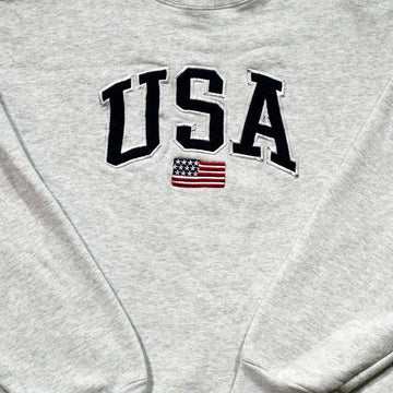 Vintage Light Grey USA Embroidered Crewneck | Rebalance Vintage.