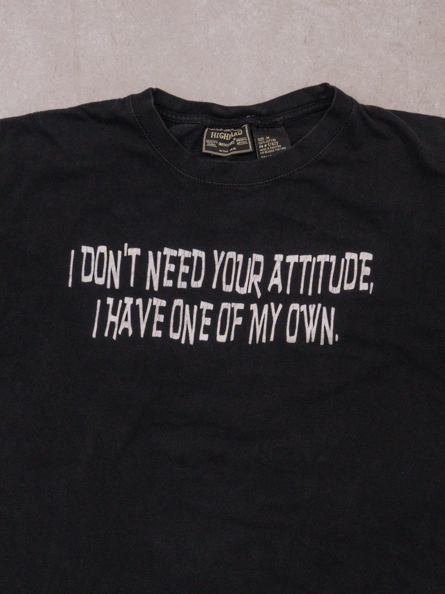 Vintage Black 'I Dont Need Your Attitude' Tee (L)